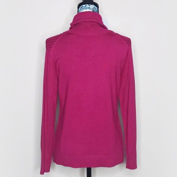 INVESTMENTS Petites Ribbed Knit Cowl Neck Sweater Pullover Fuchsia Pink Sz S NWT - Picture 6 of 9